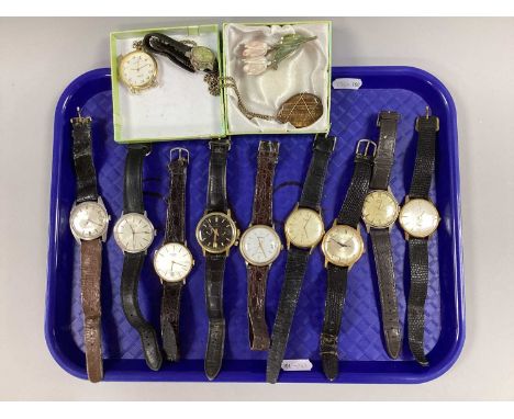 An Assortment of Vintage and Later Gent's Wristwatches, to include Services 17 Jewels, Technos 17 Rubis, Bentima Star, Sekond