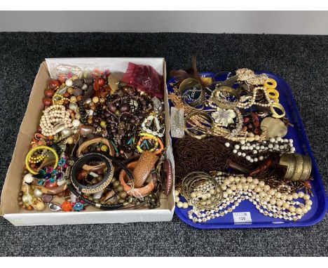 A Quantity of Modern Costume Jewellery, in hues of brown, cream and gilt, to include statement cuff bangle, beaded necklace, 