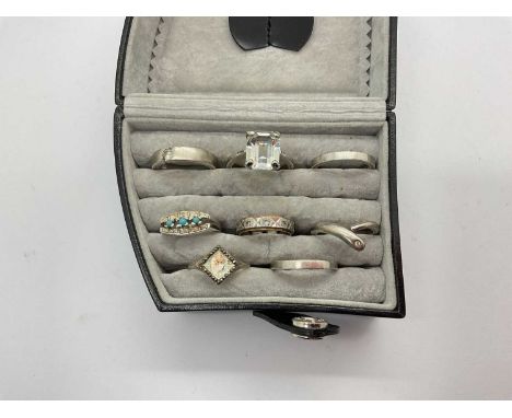 A Small Collection of "925" and Other Dress Rings, including plain bands, claw set, half eternity style, etc (finger sizes no