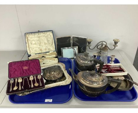 AN Assortment of Platedware, to include MH&amp;Co EPNS decorative turreen, HP&amp;Co fish knives in fitted case, Walker &amp;