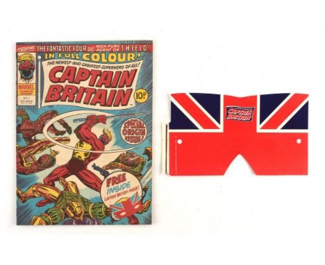 Captain Britain No 1: featuring the 1stappearance of Captain Britain, complete with intact Mask free gift (Marvel UK, 1976).M