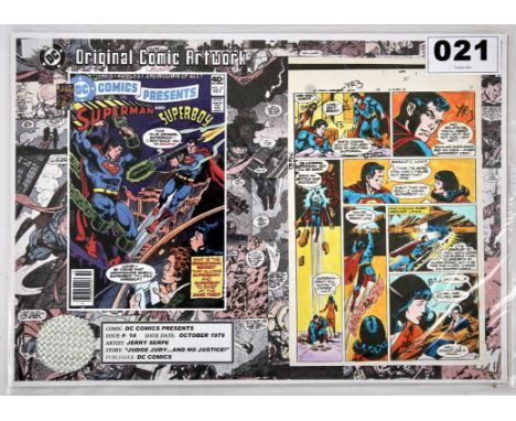 DC Comics Presents No. 14: a page of original hand coloured comic colour printers proof, coloured by Jerry Serpe (DC Comics 1