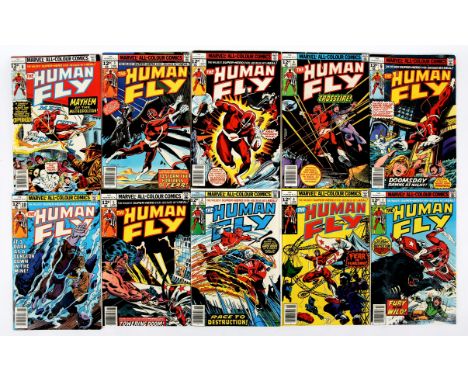 The Human Fly: a run of 19 issues including 1st issue (Marvel Comics, 1977 onwards).This lot features:The Human Fly (1st seri