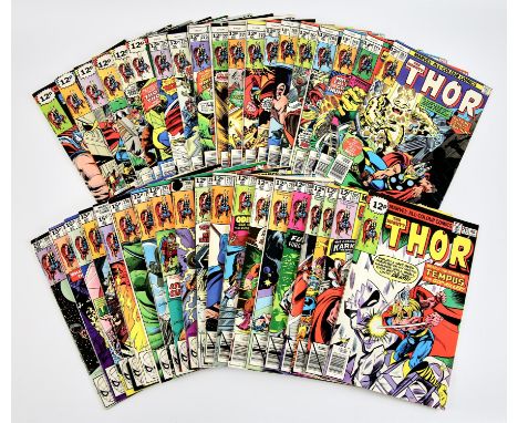 The Mighty Thor: a group of 38 Bronze-age issues featuring classic stories and notable issues (Marvel Comics, 1977-81).Excell