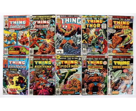 Marvel Two-In-One featuring the Thing: a group of 48 comics (Marvel Comics, 1977 onwards).Each issue of Marvel Two-in-One fea