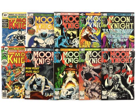 Moon Knight: a group of 39 issues including Marvel Spotlight No. 28: featuring key 1stSolo Moon Knight Story and other notabl