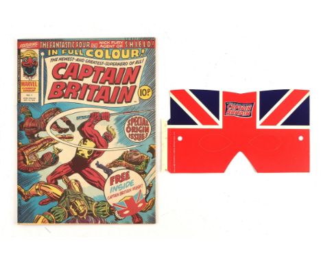 Captain Britain No 1: featuring the 1stappearance of Captain Britain, complete with intact Mask free gift (Marvel UK, 1976).M