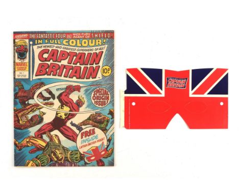 Captain Britain No 1: featuring the 1stappearance of Captain Britain, complete with intact Mask free gift (Marvel UK, 1976).M
