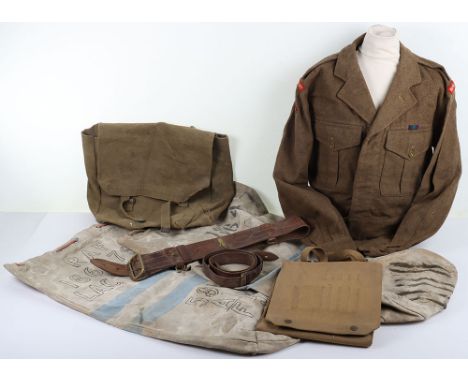 Royal West Kent Battledress Blouse and Equipment: Blouse has titles and Home Counties Training Brigade  formation badges to a