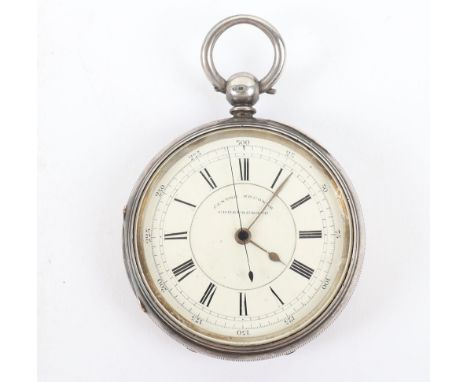 Silver centre seconds chronograph lever pocket watch, three quarter plate movement Finklestone &amp; Co Manchester  110857, s