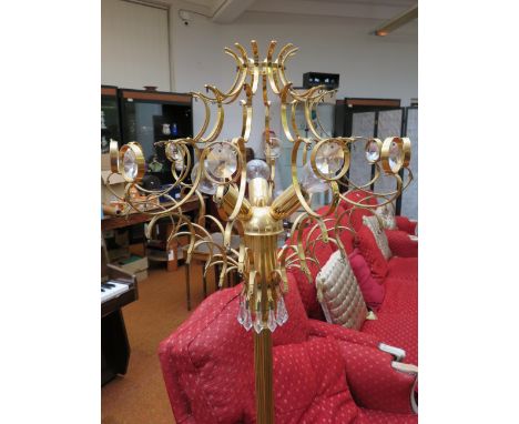 Heavy brass lamp with many crystal drops (needs assembly)
