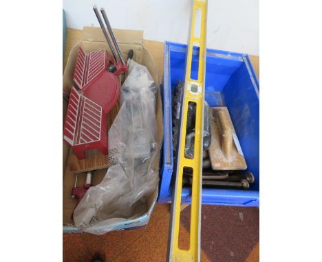2x Boxes of tools to include a miter saw 