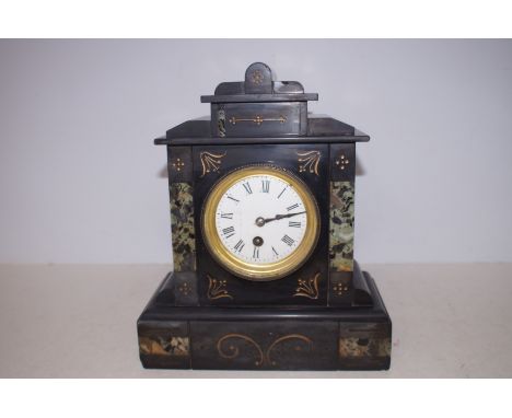 Victorian Belgium slate mantle clock Height 30 cm 
