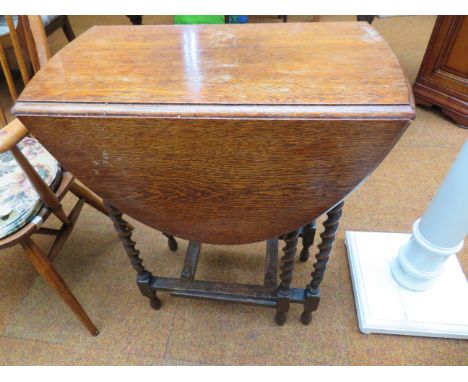 Oak barley twist gate leg table of small proportions 