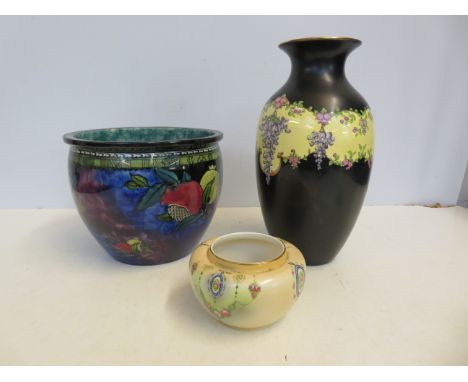 Rubens ware plant pot, Gibbson &amp; Son bowl together with a ducal vase (Vase 32 cm high)