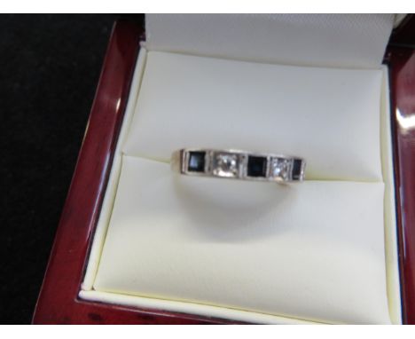 9ct Gold diamond &amp; sapphire ring Size K