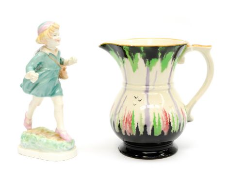 A Royal Worcester figurine 'Thursdays child has far to go' and a 1920s, Greens & Co, Gresley Jug 