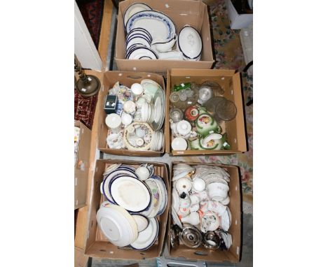 A large comprehensive 'Blue du Roi' dinner service Brigwood and cut glass, etc; together with four other boxes of tea wares t