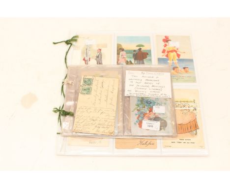 A collection of early 20th century postcards, including comic and French scenes and a German 1888 postcard, approx 45 plus 7 