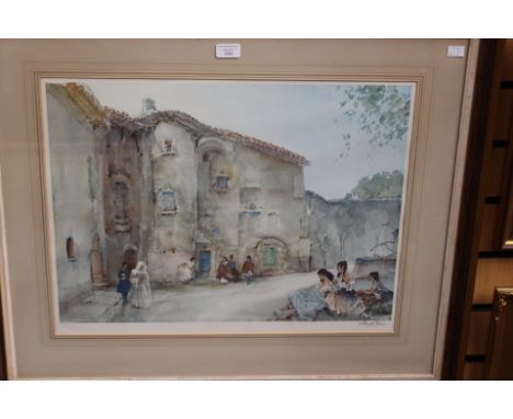  Sir William Russell Flint (after) Artist Print - Framed and glazed signed by Artist Street Scene of three females reclining