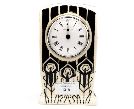 A Moorcroft mantle clock in the Peacock Parade pattern, designed by Nicola Slaney, dated 2012 