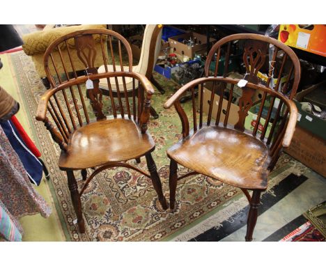 Two early 19th Century stick back Windsor chairs