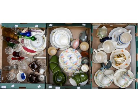 Glassware, including Tutbury glass, midwinter stylecraft, tea service, Devon ware cake stand, jugs and tea sets etc to includ