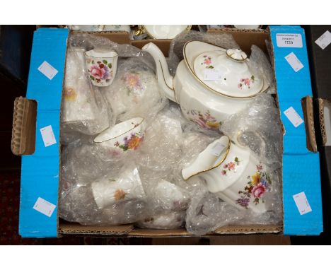 Royal Crown Derby 'Posies', to include teapot milk/sugar. Bridge set (4 pieces), three piece cruet set, tea strainers/stand, 