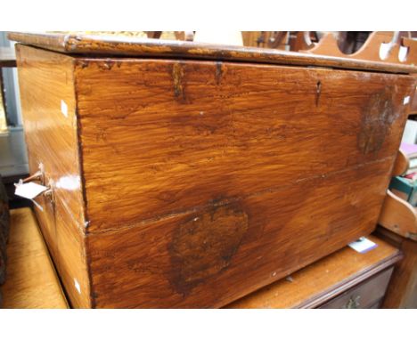 A 19th Century travelling trunk, wood grained