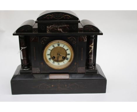 An Edwardian slate and marble clock, circa 1910 - Presentation item