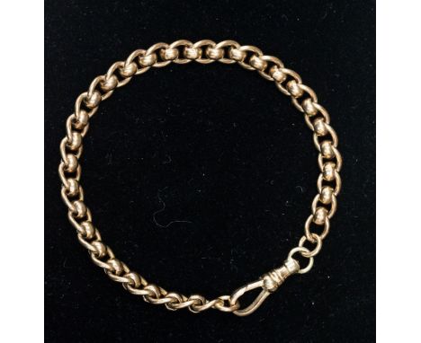 A 9ct gold roller link bracelet with toggle fastener