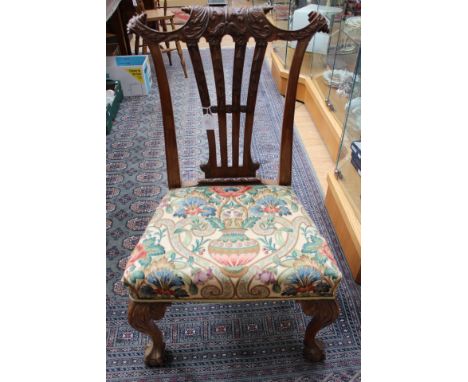 A Victorian mahogany side chair, in the manner of Thomas Chippendale, originally an armchair, the back with an acanthus carve