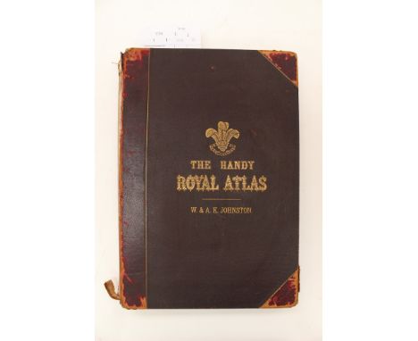 'The Handy Royal Atlas of Modern Geography', W. & A. K. Johnston, 1902. Folio, 1/2 leather binding with gilt title. Complete 