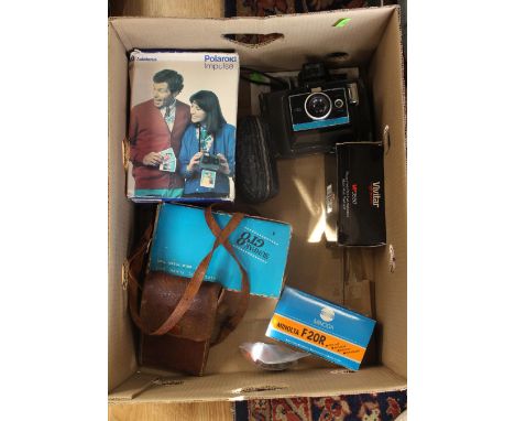 A mixed box of cameras including Polaroid Kodak vintage, Kodak fold away including some spares 