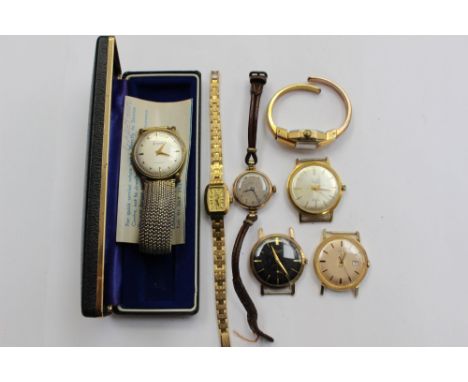 A ladies circa 1918-1920 gold cased wristwatch and five other vintage watches 