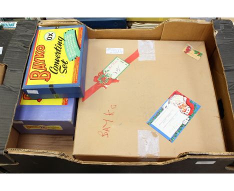 Two boxed Bayko converting sets with a box of Bayko bricks, et and instructions (three boxes) 