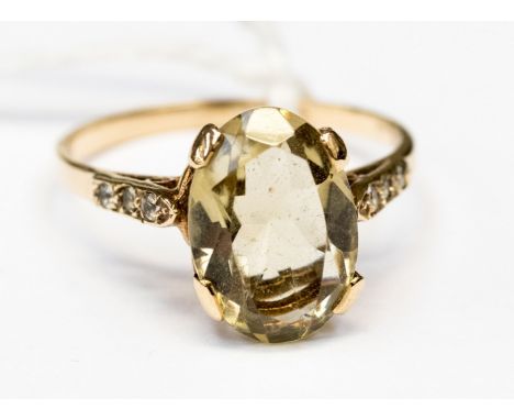 A citrine single stone 9ct gold dress ring, size U, gross weight 3.3 grams approx 