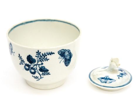 A Worcester porcelain sugar bowl, prunus decoration, together with a milk jug lid (2)