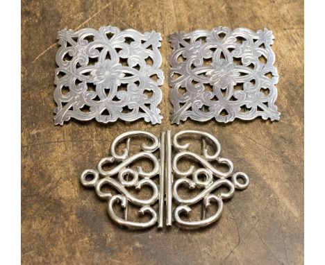 'Nurse' buckles, two pairs, Birmingham 1898, maker William Hair Haseler, and EPNS