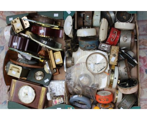 Vintage alarm clocks, mantle clocks and modern clocks (2 boxes)