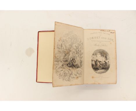 Charles Dickens: 'Dombey and Son', Bradbury and Evans, 1848 (first edition), 8vo red 1/2 leather binding with gilt title to s