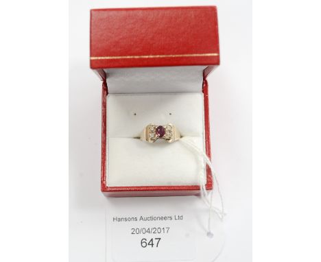 A 14ct. 0.585 ruby and diamond ring, size K