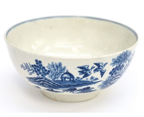 A Worcester first period blue and white slop bowl