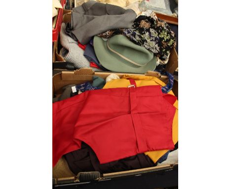 Two boxes of vintage clothes, blouses, shorts, knitwear etc inc. hat waistcoat etc Wallis, Next