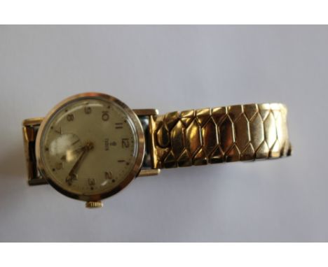 Tudor Rolex, a gents circa 1950's 9ct gold Tudor Rolex wristwatch, 3cm circular champagne dial with subsidiary seconds dial, 