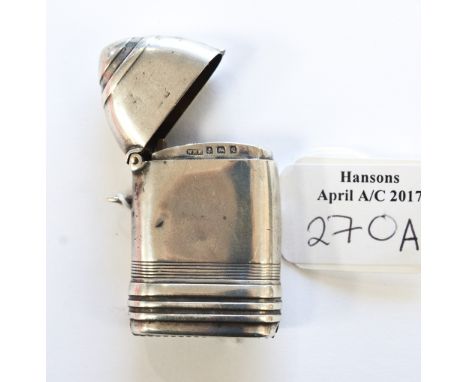 A William Hair Haseler silver novelty vesta case in the form of a bullet shell 