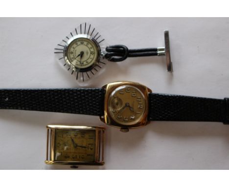 A vintage Bale Swiss 14ct. yellow gold cased gents wristwatch, gilt dial with raised cream Arabic numerals, a 14ct. rose gold