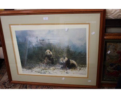 A framed and glazed artist proof David Shepherd print, Pandas, signed by artist, limited edition 347/1500 