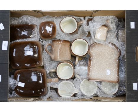 A box of Carltonware novelty Hovis breakfast ware, including teapot, biscuit barrel, butter, toast racks, mugs, milk, sugar, 