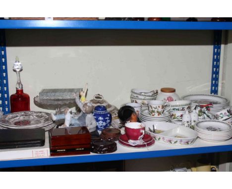 Portmeirion Botanic Garden teaware, Goebel bird, ginger jar, cups and saucers, etc.
